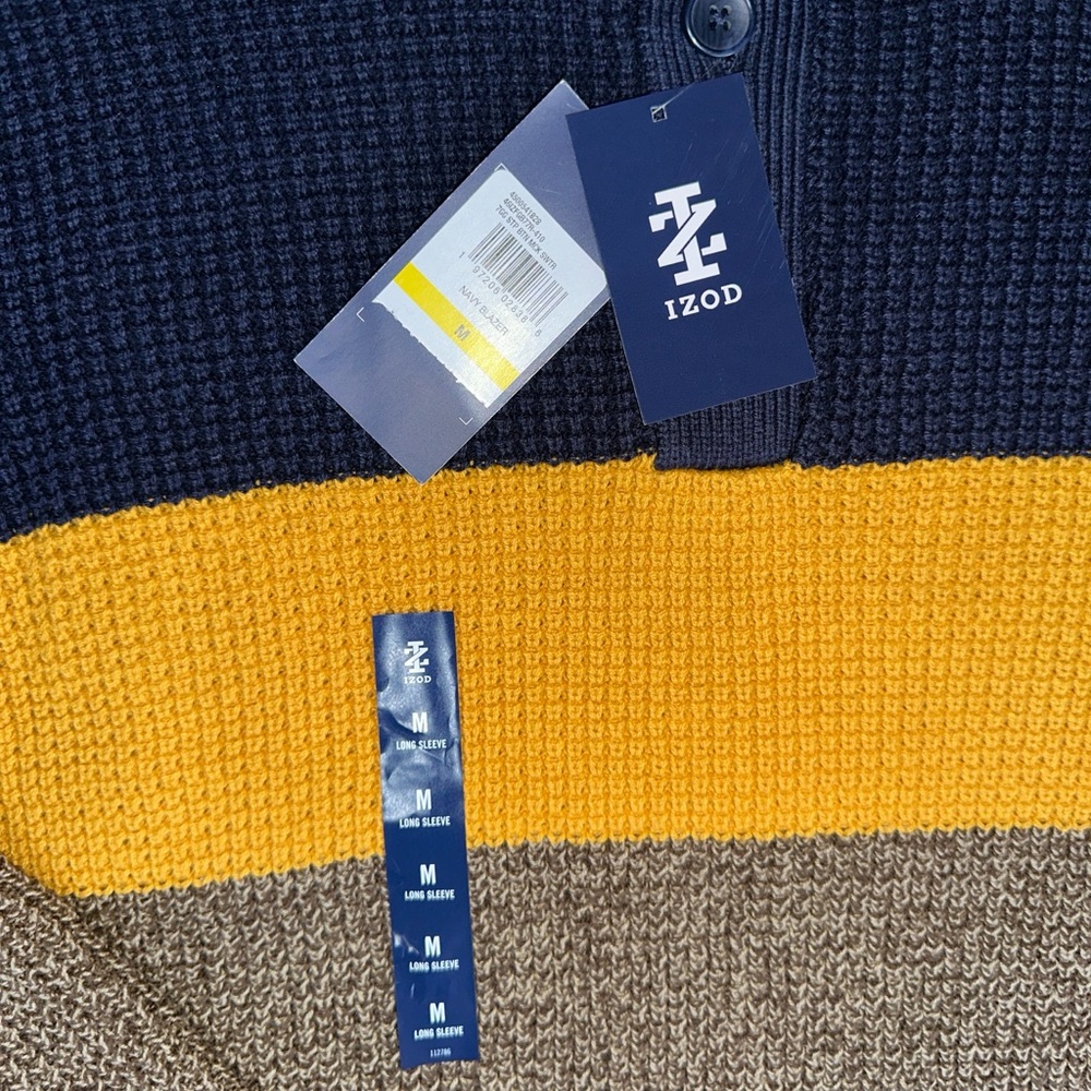 Color Block Knit Sweater Jumper y2k Mens Izod
Striped Mock Neck Button NWT - Picture 2 of 5